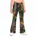 thumbnail image 1 of Grblisyd Girls Uniform Pants Kids Stretchy Elastic Waist Camo Maple Leaf Print Flare Pant with Pockets for 5-15 Years, 1 of 6