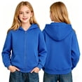 thumbnail image 1 of Grblisyd Girls Zip Up Hoodie Teen Solid Color Full-Zip Long Sleeve Sweatshirts Jacket Casual Fall Hoodie with Pocket, 1 of 2