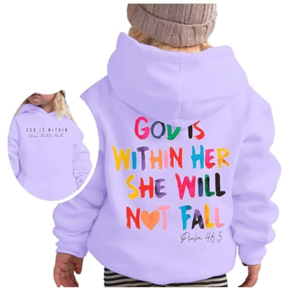 Grblisyd God is Within Her She Will Not Fall Hoodies for Girls Christian Jesus Sweatshirt Religious Bible Verse Preppy Top