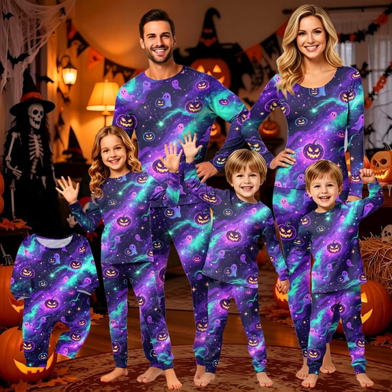 Grblisyd Halloween Family Pajamas Sets Cute Print PJs Sets Pjs Matching for Couples Men and Women Shirts and Pants