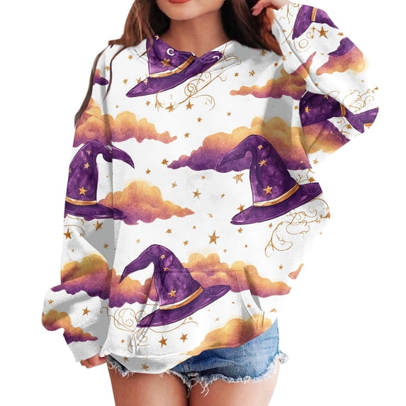 Grblisyd Halloween Girls Oversized Hoodies Fleece Pullover Sweatshirts Kids Fashion Casual Outfits Fall Winter Clothes