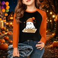 thumbnail image 1 of Grblisyd Halloween Girls Raglan Long Sleeve T Shirts Kids Fall Tops Crewneck Ghost Print Tees 10-12Y, 1 of 6