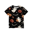 thumbnail image 1 of Grblisyd Halloween Girls boys shirts Short Sleeve T Shirts Kids Summer Tops Crewneck Pumpkin Ghost Print Tees 5-14 Years, 1 of 6