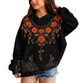 thumbnail image 1 of Grblisyd Halloween Hoodies For Teen Girls Long Sleeve Skeleton Floral Print Cute Hoodie Lightweight Y2k Fall Oversized Hooded Sweatshirt, 1 of 5