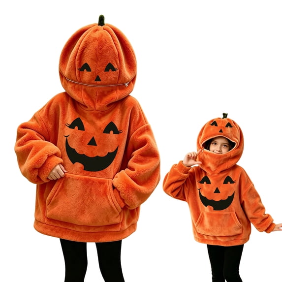 Grblisyd Halloween Hoodies for Boys and Girls Pumpkin Costumes Casual Long Sleeve Fall Fleece Pullover Top with Kangaroo Pocket