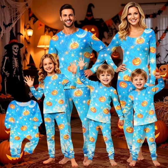 Grblisyd Halloween Pajamas for Family Long Sleeve Loungewear Set for Men Women Kids Boy Girl Sleepwear