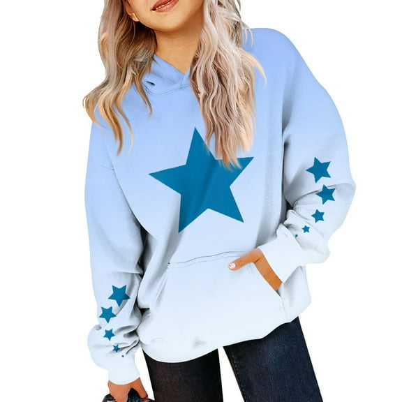 Grblisyd Hoodies for Teen Girls Boys Back to School Clothes for Teen Girls 10-12 Youth Long Sleeve Gradient Graphic Tween Tops Cute Graphic Hoodie Drawstring Preppy Pullover Hoodie Light Blue 150