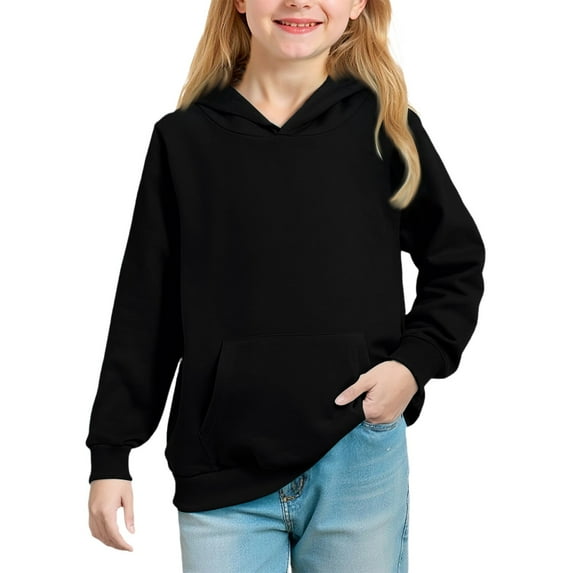 Grblisyd Hoodies for Teen Girls Youth Long Sleeve Oversized Hoodie Y2K Tween Tops Cute Drawstring Preppy Pullover Graphic Hoodie Kids Clothes Size 10-12 Black 150