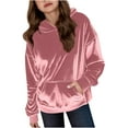 thumbnail image 1 of Grblisyd Hoodies for Teen Girls Youth Long Sleeve Velvet Tween Tops Cute Graphic Hoodie Sweatshirts Drawstring Pullover Trendy Girls Hoodies Kids 10-12 Pink 120, 1 of 6