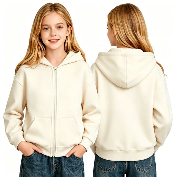 Grblisyd Hoodies for Teens Girls Zip-Up Hoodie Sweatshirt Kids Long Sleeve Athletic Jacket with Pockets