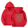 thumbnail image 1 of Grblisyd JESUS CHRIST LOVES YOU Hoodie for Teen Girls Trendy Christian Hoodies Jesus Saves Hoodie Graphic Hoodies Long Sleeve Hoodies for Teen Girls Red 150, 1 of 6