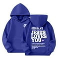 thumbnail image 1 of Grblisyd JESUS LOVES YOU Hoodie for Teen Girls Oversized Christian Hoodies Essentials Hoodie Christian Bible Verse Hoodies Long Sleeve Hoodies for Teen Girls Dark Blue 160, 1 of 6