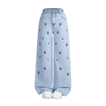 thumbnail image 1 of Grblisyd Jeans for Girls Cute Baggy Pants Wide Leg High Waisted Trousers with Pocket Fashion Cherry Embroidery Denim Pants Back to School Clothes, 1 of 5