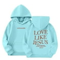 thumbnail image 1 of Grblisyd Jesus Hoodie Kids 10-12 Long Sleeve Jesus Loves You Casual Graphic Hoodie Sweatshirt Drawstring Pullover Girl Cute Girls Clothes Blue 160, 1 of 5
