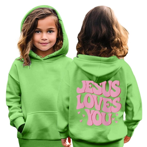 Grblisyd Jesus Loves You Christian Hoodie for Girls God Bible Verse Religious Faith Sweatshirt Cute Graphic Top