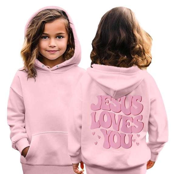 Grblisyd Jesus Loves You Christian Hoodie for Girls God Bible Verse Religious Faith Sweatshirt Cute Graphic Top