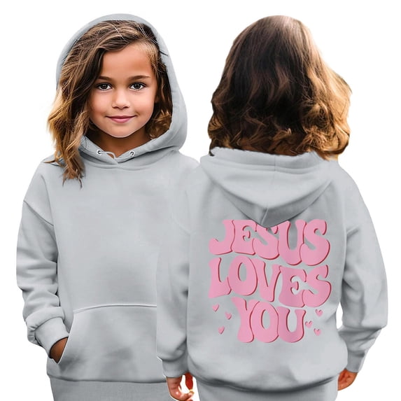 Grblisyd Jesus Loves You Christian Hoodie for Girls God Bible Verse Religious Faith Sweatshirt Cute Graphic Top