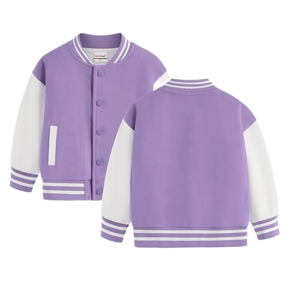 Grblisyd Kids Baseball Jackets Boys Girls Fit Varsity Jacket Casual Lightweight Plain Button School Coat