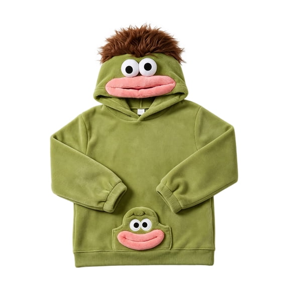 Grblisyd Kids Big Mouth Monster Hoodies Boys Girls Flannel Long Sleeve Halloween Hooded Sweatshirt Cute Fashion Pullover Top