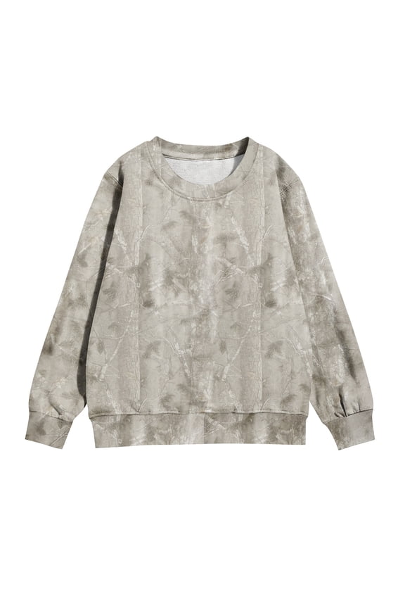 Kids Camo Sweatshirt Oversized Graphic Sweatshirts Maple Leaf Print Shirt Pullover Comfrt Crewneck Girls Hoodies Size 10-12 Light Gray 150