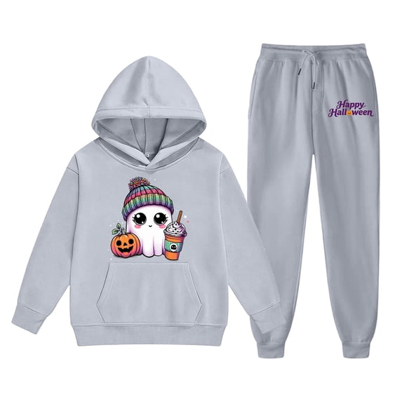 Grblisyd Kids Sweatsuit Girls Boys 2 Piece Tracksuit Jogging Outfits Set Hooded Sweatshirt and Jogger Sweatpants Halloween Clothing Sets
