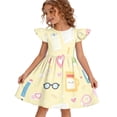 thumbnail image 1 of Grblisyd Little Girls Back to School Dress Cute Print Flutter Dresses Cartoon Pencil School Print Dresses First Day Of School Outfits For Girls, 1 of 4