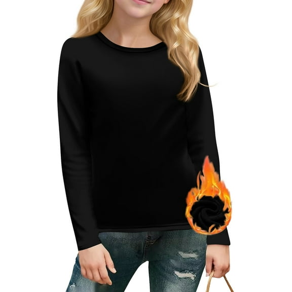 Grblisyd Long Sleeve Shirts for Girls Fall Trendy Black Shirts Size 10-12 Shirt Cute Kids Crew Neck Tshirts Plain Teen Girls Clothes ,Black 10-11Y