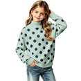 thumbnail image 1 of Grblisyd Mock Neck Sweatshirt for Girls Cute Polka Dot Sweater Long Sleeve Pullover Tops Back To School Outfits, 1 of 7