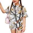 thumbnail image 1 of Grblisyd Outfit for Girls Camo Maple Leaf Print Two Piece Short Sleeve Round Neck Top Elastic Waist Shorts Set Casual Clothing Sets, 1 of 6
