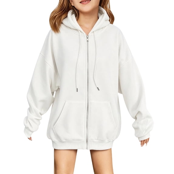 Grblisyd Oversized Hoodie For Girls Fall Winter Trendy Long Sleeve Zip Up Hooded Sweatshirt Cute Preppy Teens Clothes