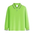 thumbnail image 1 of Grblisyd Polo Shirts for Boys Quick Dry Long Sleeve School Uniform Button Closure， Soft and Breathable Lightweight Athletic Pique Polo for Kids 5-14 Years Fluorescent Green Stripe 6-7Y, 1 of 2