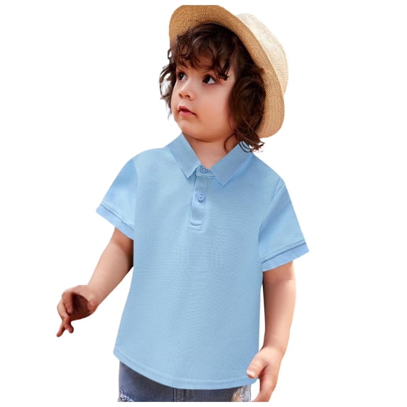 Grblisyd Polo Shirts for Boys Button Down Shirt Short Sleeve Uniform Shirt Solid Back to School Tops