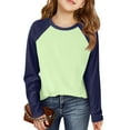 thumbnail image 1 of Grblisyd Raglan Long Sleeve Shirts for Girls Size 10-12 Black Girls Tops Teen Girls Clothes Kids Crewneck Cute Tee Shirts Trendy Fall Outfits ,Light Green 4-5Y, 1 of 5