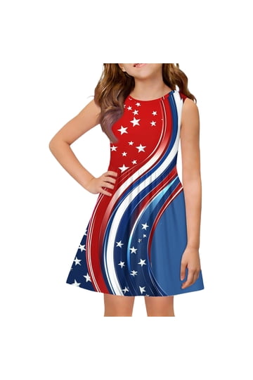Red White Blue Dresses Girls