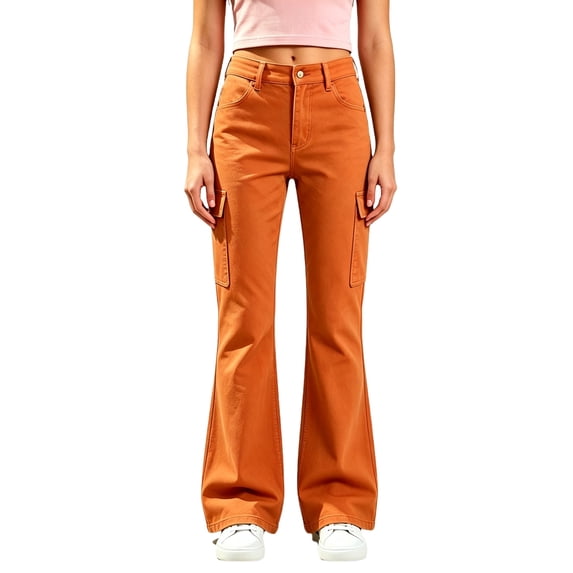 Grblisyd School Uniform Pants for Girls Flare High Waist Dress Trousers Fashion Button Trouser Back To School Outfits