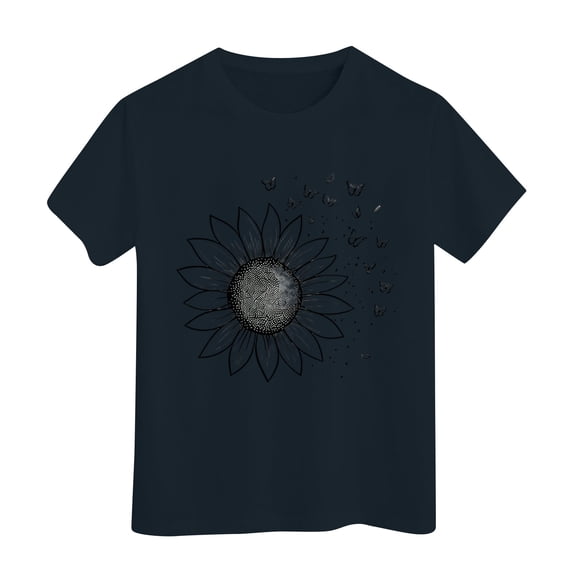 Grblisyd Shirts for Girls 10-12 Years Kids Loose Sunflower Printed Summer Graphic Tops Crewneck Short Sleeve Butterfly Tees