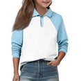 thumbnail image 1 of Grblisyd Shirts for Girls School Uniform Long Sleeve Color block Top Kids Golf Pique Polo Shirts 5-14 Year, 1 of 3