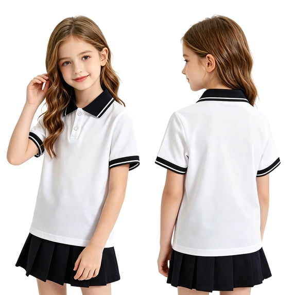 Grblisyd Shool Uniform Shirts for Girls Quick Dry Short Sleeve Polo Shirts with Button for Boys Athletic Golf Tennis Tops Back To School