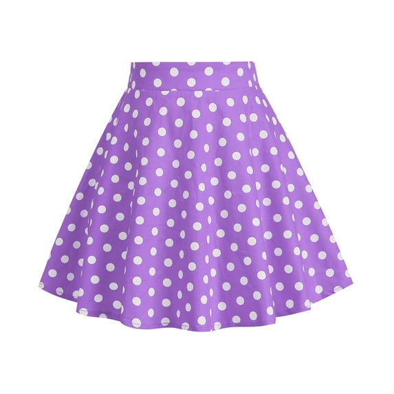 Grblisyd Skirt for Girls Kids Casual Polka Dots Mini Skirts Loose Elastic High Waist Flare Skater Skirts