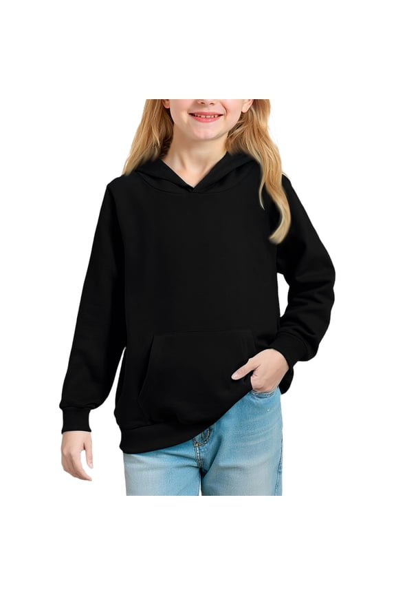 Sweatshirts for Teen Girls Oversized Hoodie Youth Long Sleeve Y2K Tween Tops Cute Graphic Hoodie Drawstring Pullover 10-12 Kids Clothes Black 140
