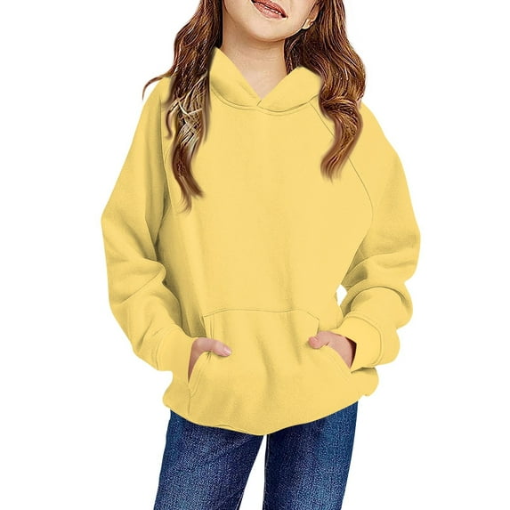 Grblisyd Sweatshirts for Teen Girls Youth Long Sleeve Oversized Hoodie Y2K Tween Tops Cute Drawstring Preppy Pullover Kids 10-12 Graphic Hoodie Yellow 150