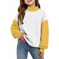 thumbnail image 1 of Grblisyd Sweatshirts for Girls Lightweight Fall Tops Raglan Long Sleeve Fashion Color Block Pullover Clothing, 1 of 3