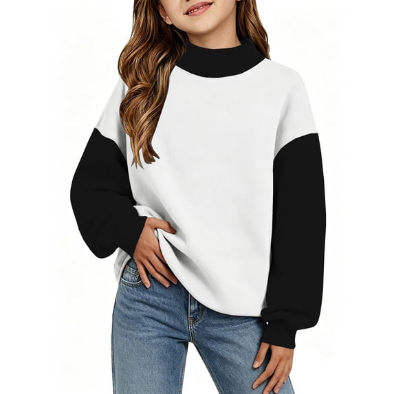 Grblisyd Sweatshirts for Girls Lightweight Fall Tops Raglan Long Sleeve Fashion Color Block Pullover Clothing