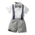 thumbnail image 1 of Grblisyd Toddler Baby Boy Clothes Suit Gentleman Wedding Outfits Formal Dress Shirt+Bowtie+Suspender Pants, 1 of 8