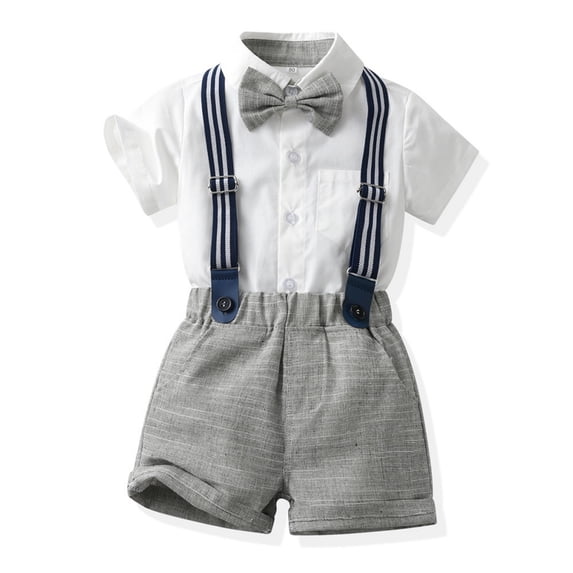 Grblisyd Toddler Baby Boy Clothes Suit Gentleman Wedding Outfits Formal Dress Shirt+Bowtie+Suspender Pants