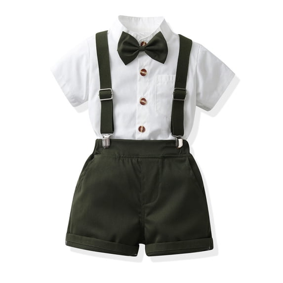 Grblisyd Toddler Baby Boy Clothes Suit Gentleman Wedding Outfits Formal Dress Shirt+Bowtie+Suspender Pants