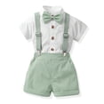 thumbnail image 1 of Grblisyd Toddler Baby Boy Clothes Suit Gentleman Wedding Outfits Formal Dress Shirt+Bowtie+Suspender Pants, 1 of 8