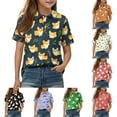 thumbnail image 1 of Grblisyd Uniform Shirts for Girls Cute Animal Print Polo Shirts Short Sleeve with Button for Kids 10-12, 1 of 6