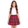 thumbnail image 1 of Grblisyd Uniform Skirts for Girls Casual Elastic Waist Plaid Skorts Quick-Drying Breathable A Line Back to School Skort, 1 of 7