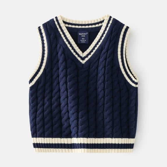 Grblisyd Unisex Christmas Sweater Vest V Neck School Uniform Sleveeless Pullover Vest Preppy Fall Winter Waistcoat Vest Navy 90